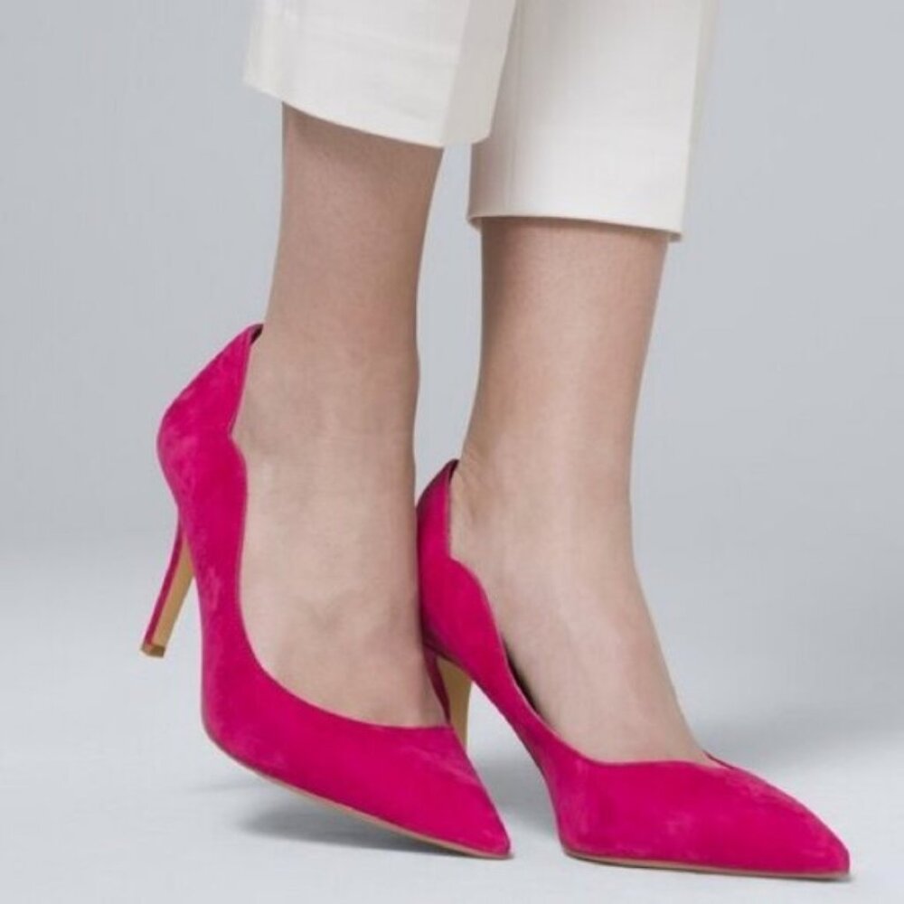 White House Black Market Fuchsia Lana Cardinal Suede Pointy Pumps